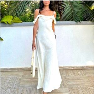 Zara linen blend maxi dress white